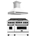 48 In. Gas Range and Range Hood with White Matte Door U2205