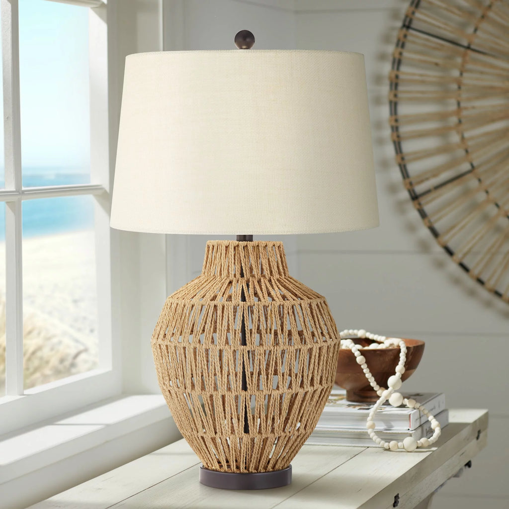 Modern Coastal Table Lamp 27" Tall Natural Wicker U4357