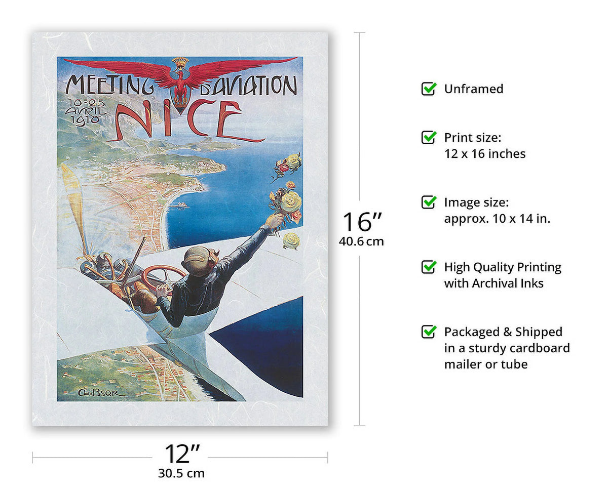 Vintage Aviation Poster Japanese Unryu Rice Paper Art Print 12 x 16 in X78947