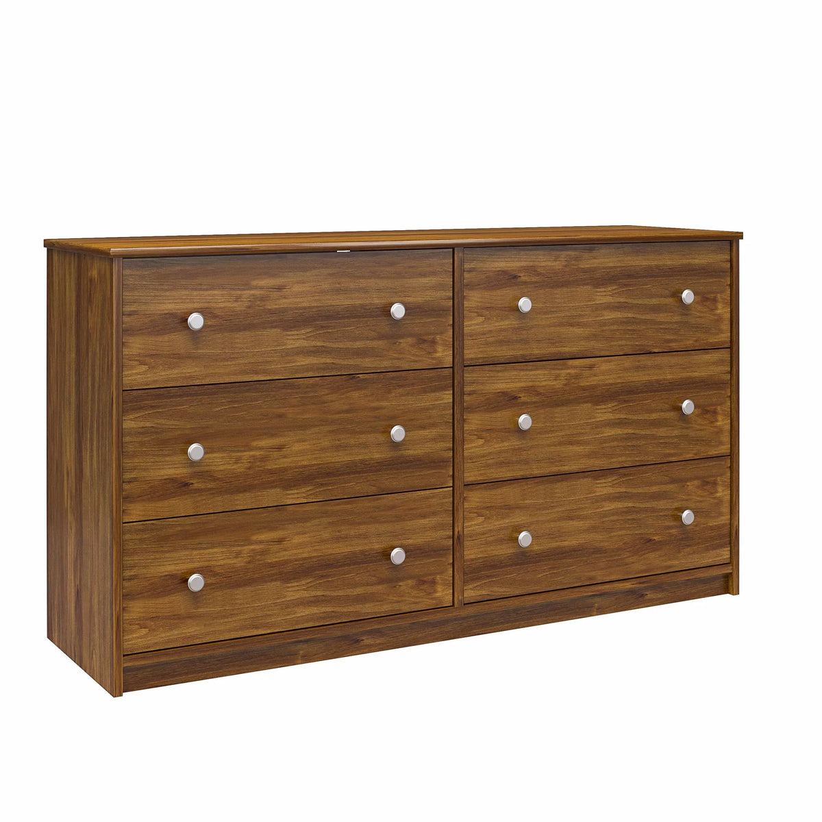 Brown Oak 6 Drawer Wide Dresser B893