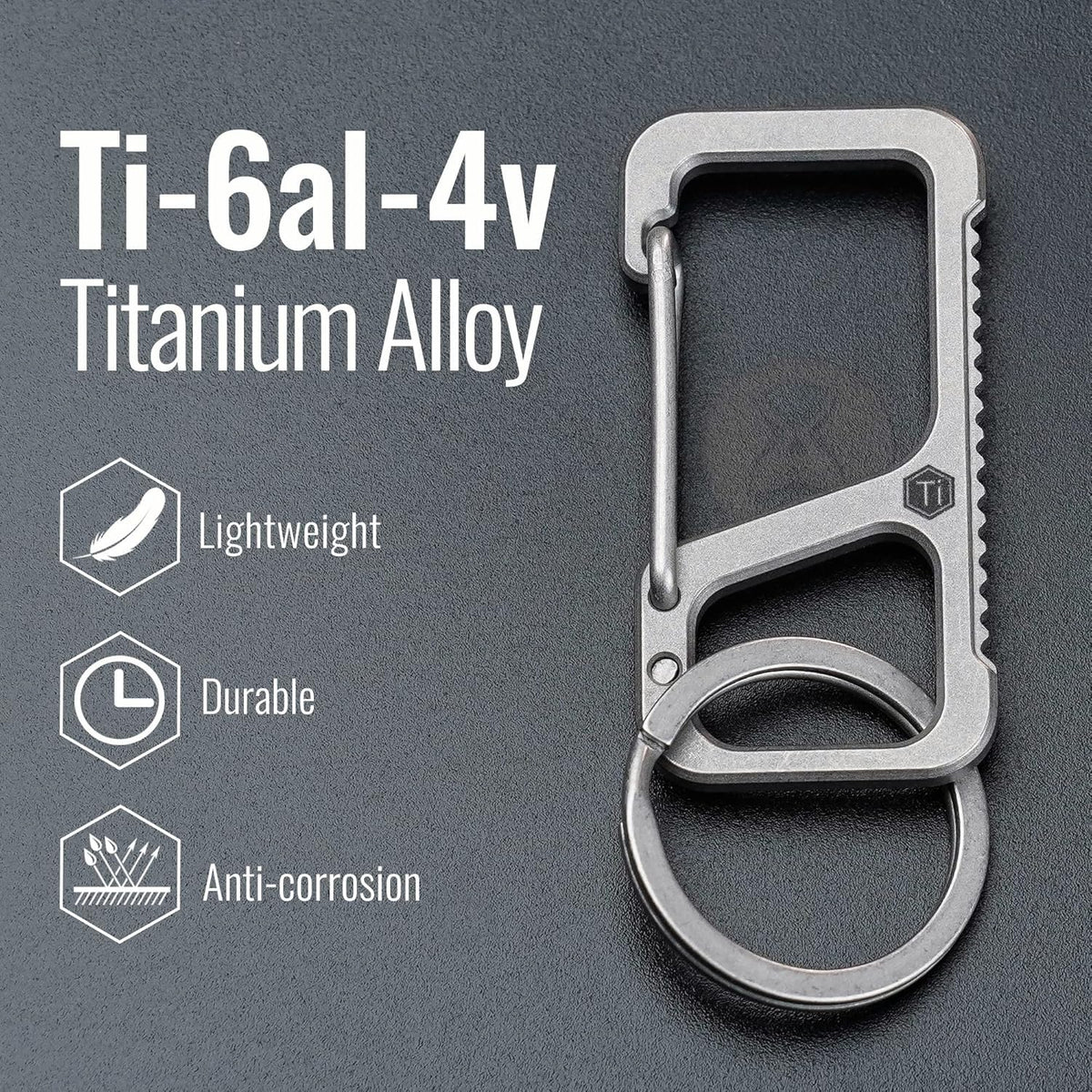 Keychain Carabiner Clip, Quick Release Titanium Key Holder, 2 inch Key Organizer T36715