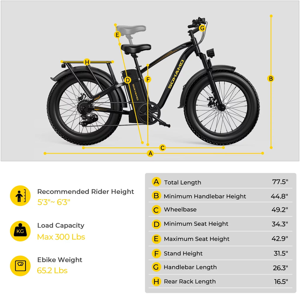 750W Fat Tire Electric Bike 26''x4'' 48V 15Ah K6948