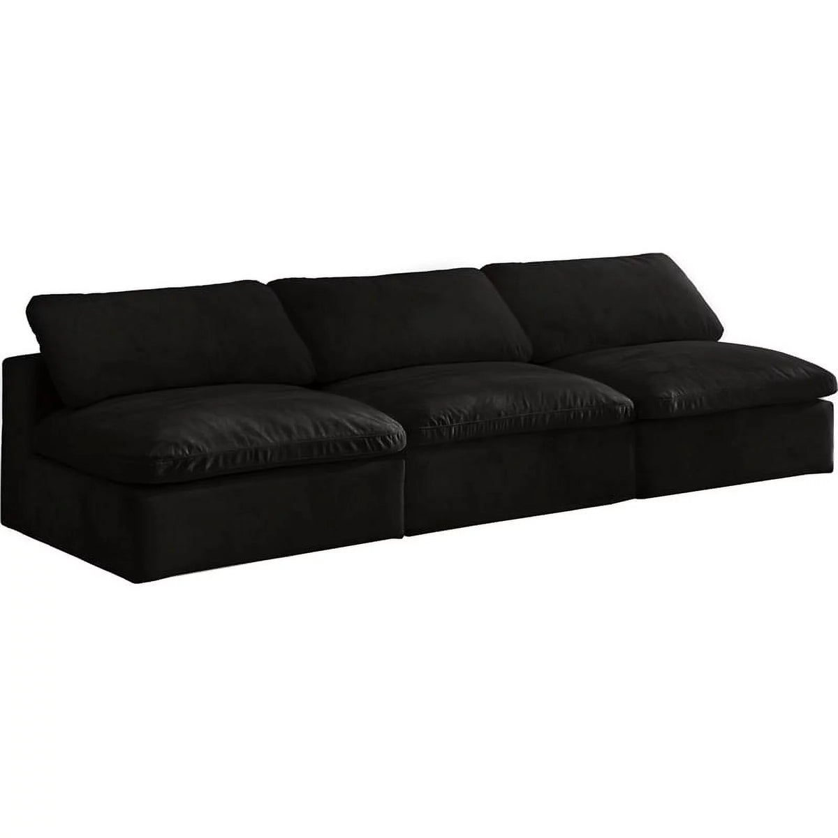 Black Velvet Modular 3 Piece Armless Sofa W688818