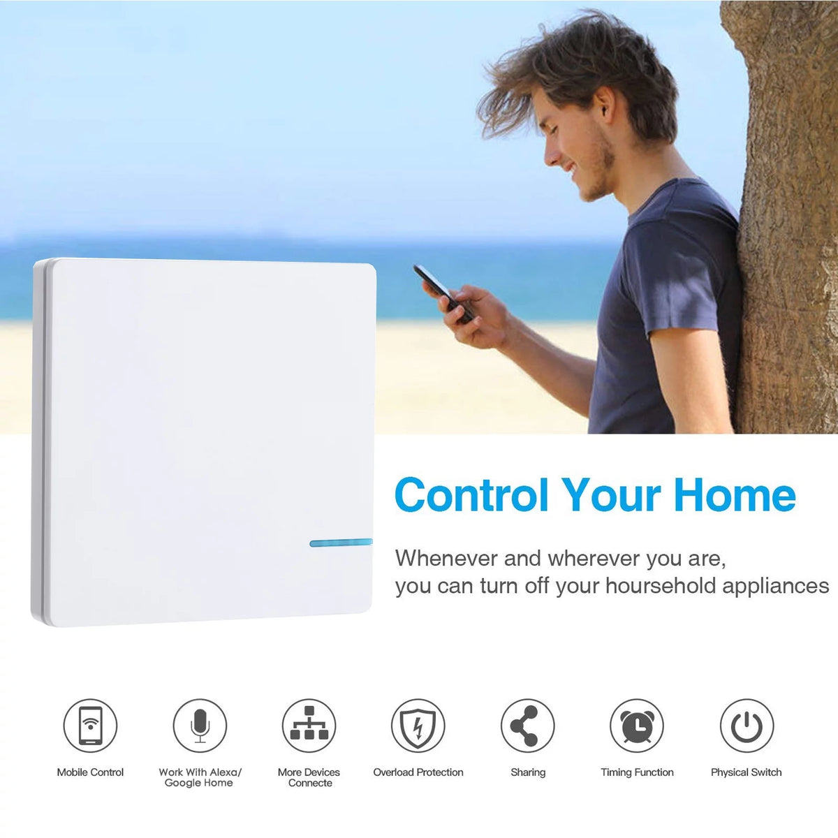 Smart Light Switch WiFi Wall Wireless 2x 1-gang Switch + 2x WIFI Receiver M238257