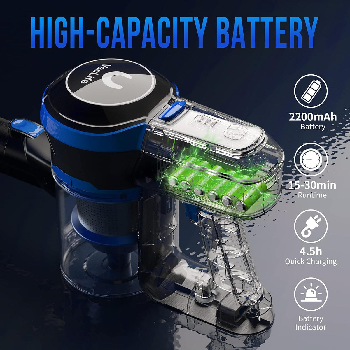 Cordless Stick Vacuum Cleaner with Headlight V2403
