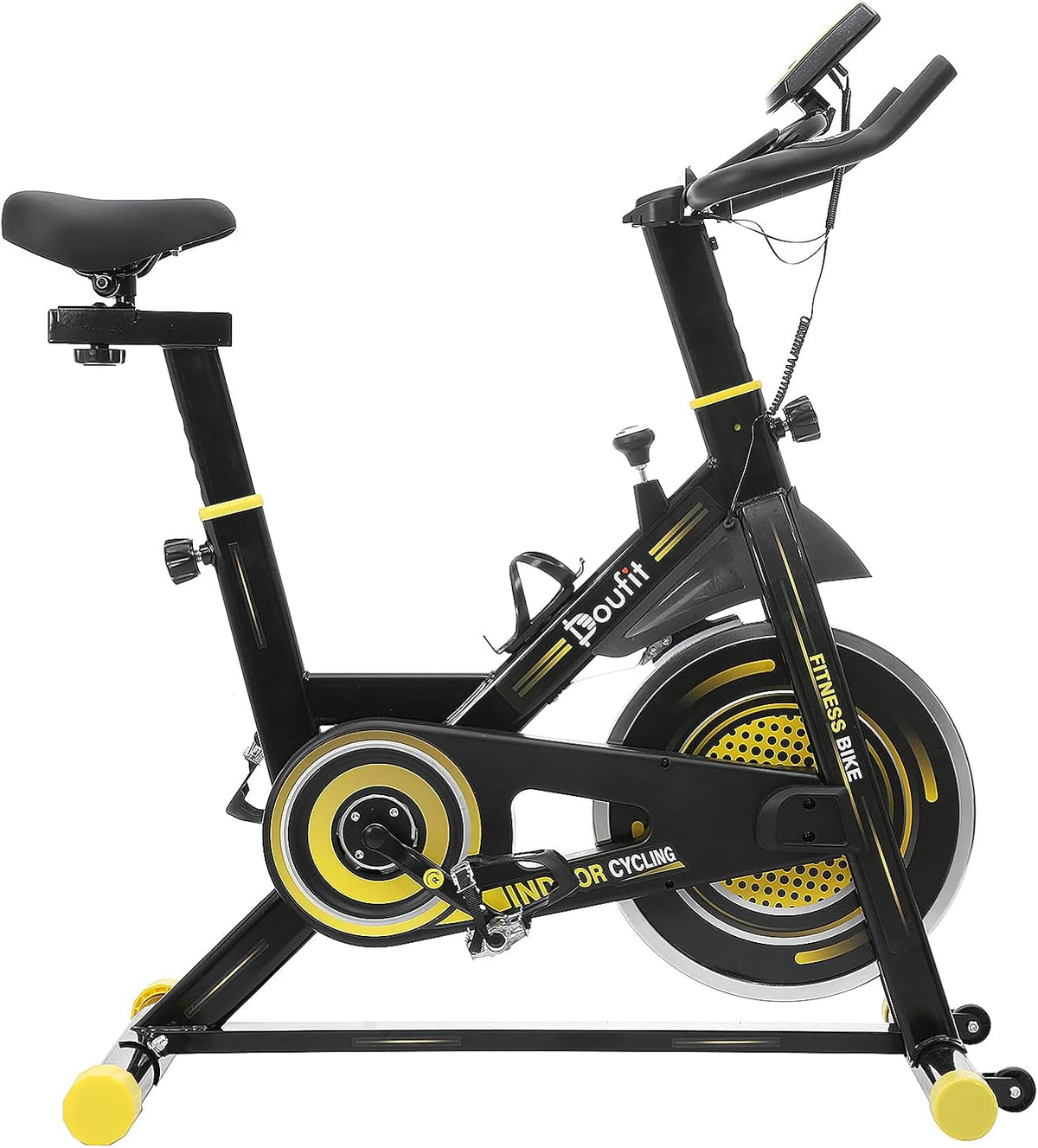 Indoor Cycling Bike Stationary Exercise Bike with LCD Monitor and Clip in Pedals H457