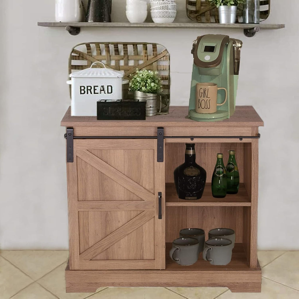 White Storage Chest with Sliding Barn Door O689401