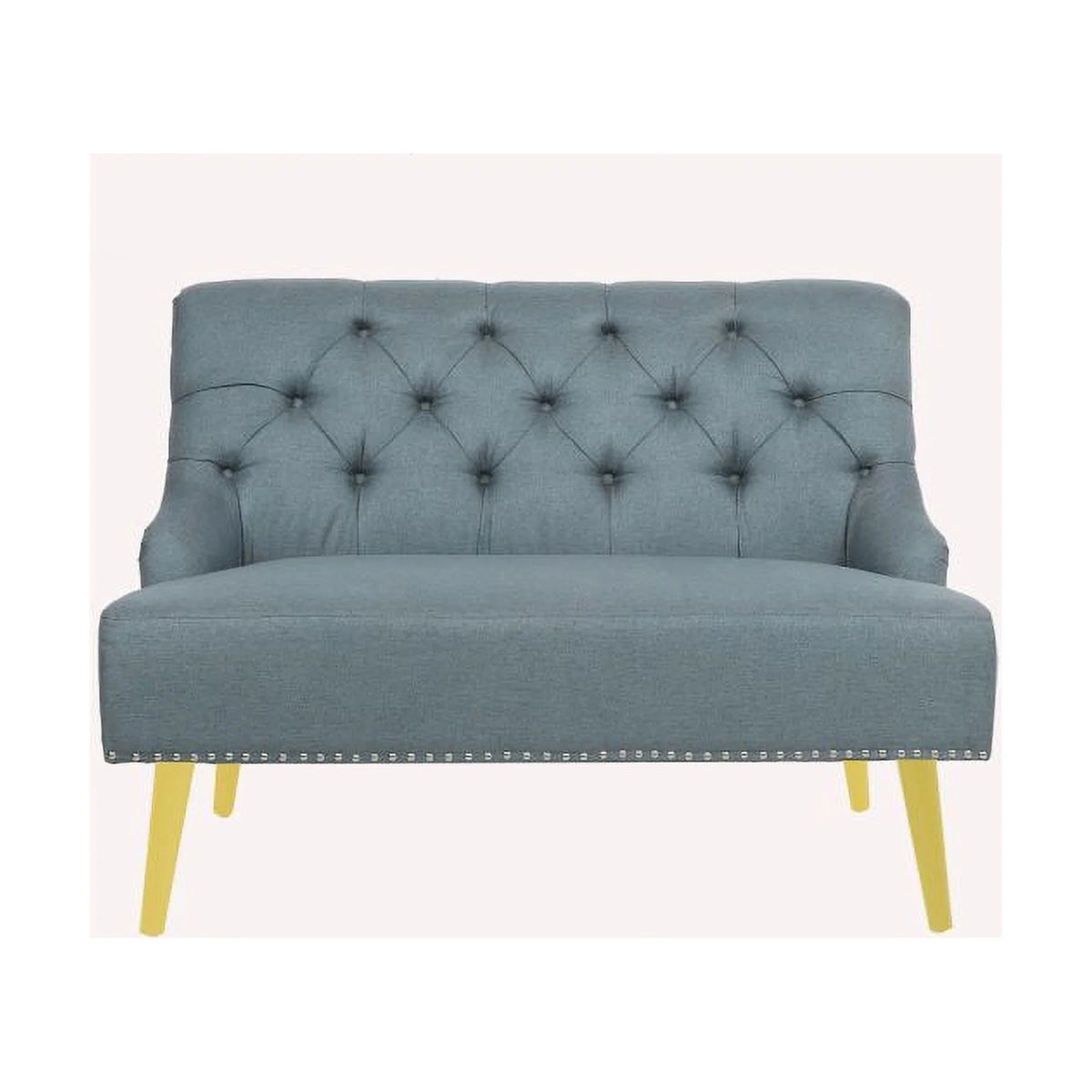 Light Blue Fabric Armless Loveseat X261