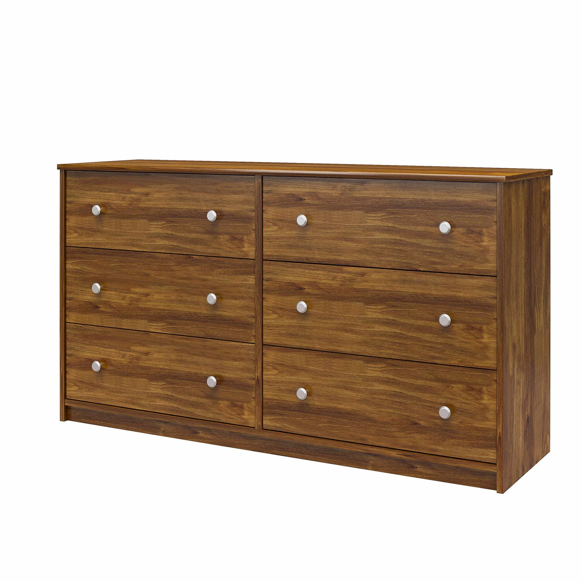 Brown Oak 6 Drawer Wide Dresser B893