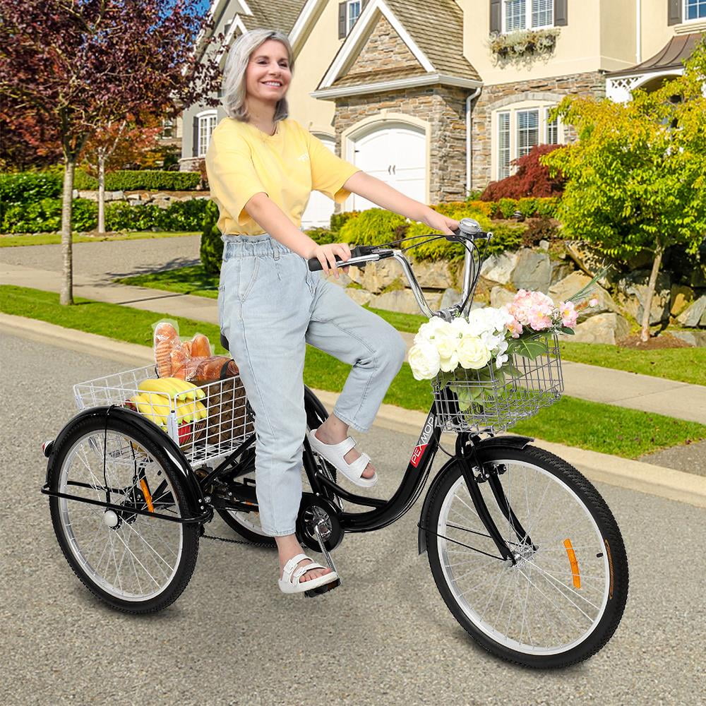 24-Inch Wheel Black Adult Tricycle Q663