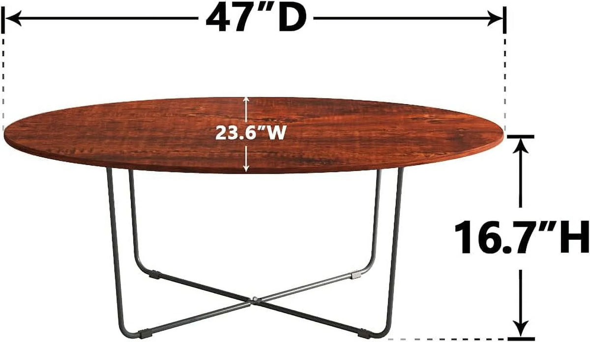 Oval Wood Coffee Table with Metal Legs R50680