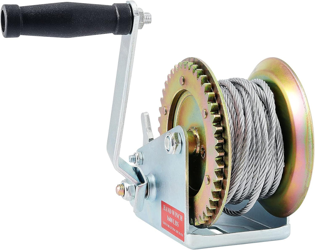 Heavy Duty Hand Winch with 49ft Steel Cable 1600lbs Capacity Pack of 2 O464858