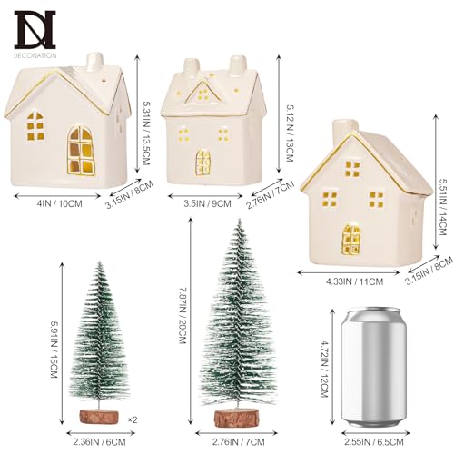 White 3Pcs Ceramic Christmas Village Houses V6993