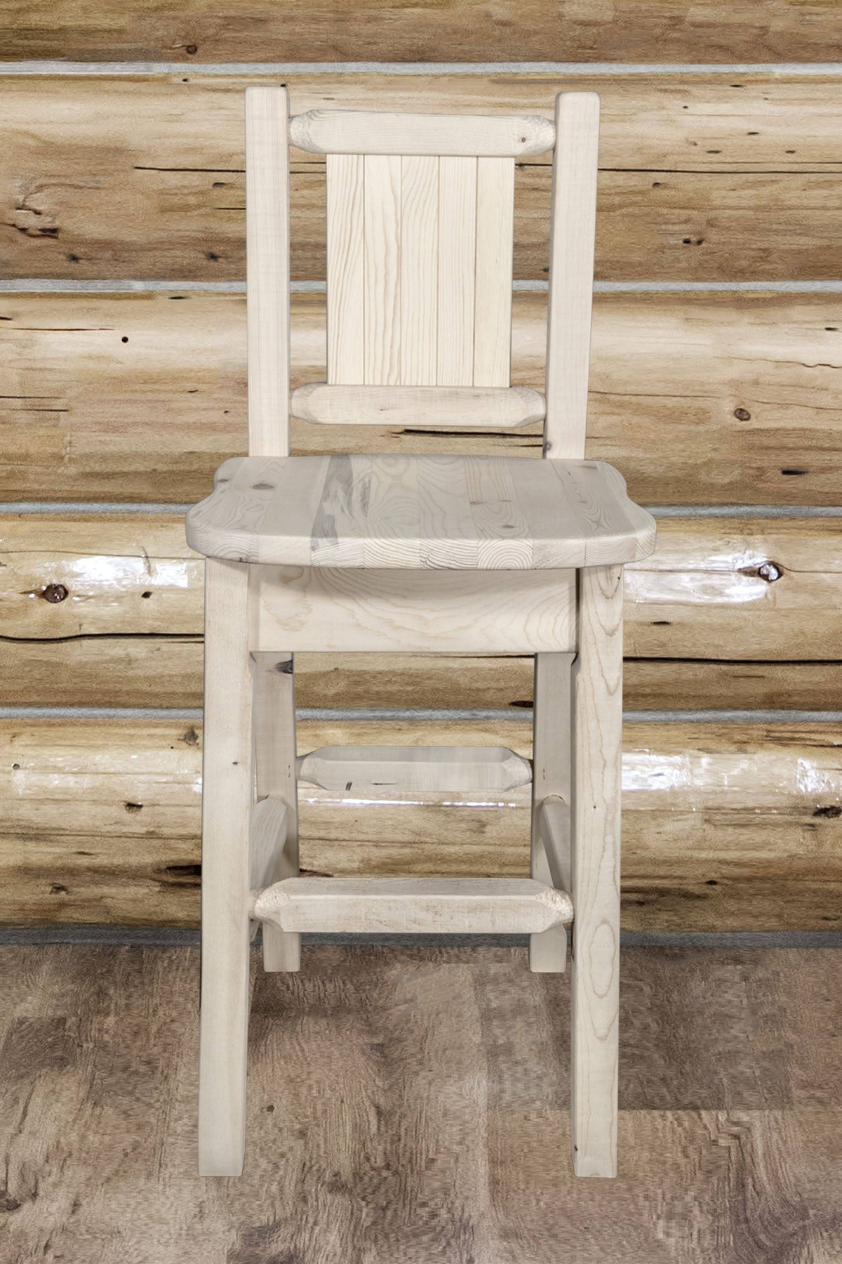 Counter Height Back Barstool with Laser Engraved Wolf Design S8734