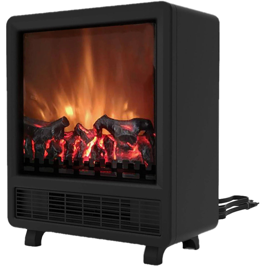 Black Electric Fireplace with Wood Log Insert V156061