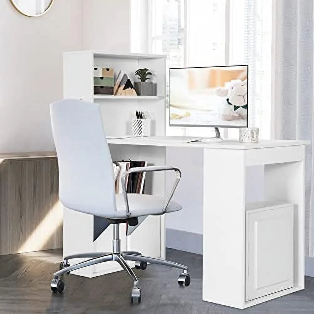 Black Computer Desk with Bookcase and CPU Stand T98111