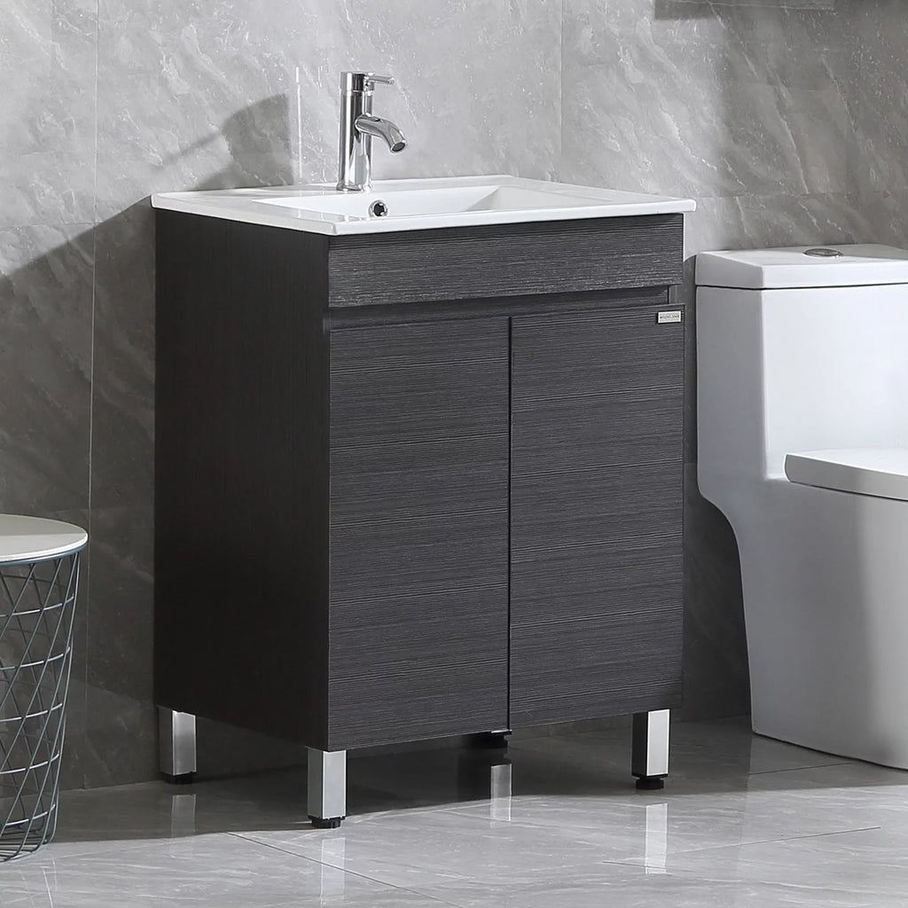 Black 24'' Wood Bathroom Vanity Cabinet with Sink B12251