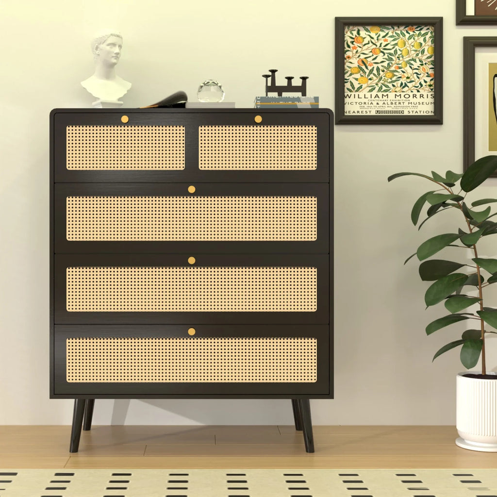 4 Drawer Rattan Wood Dresser H234