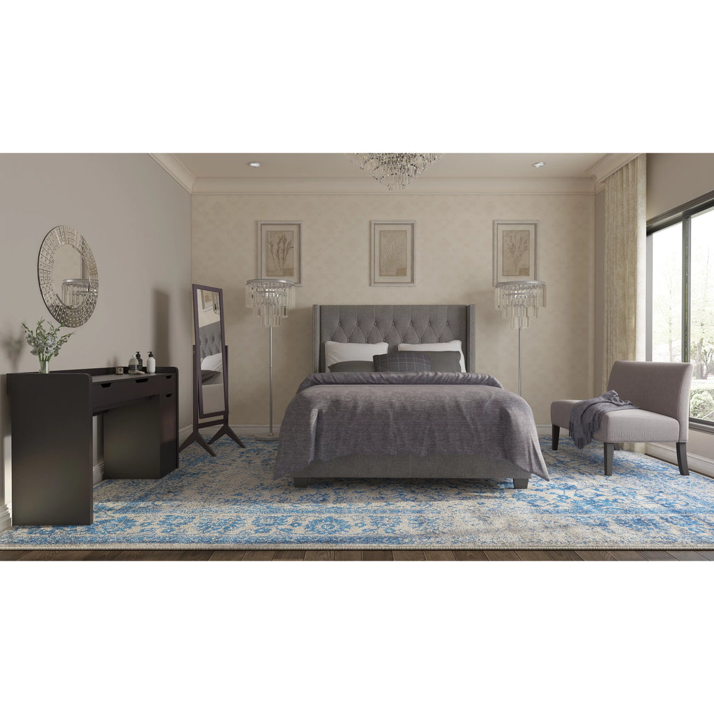 Grey Diamond Tufted Wingback Bed N4654