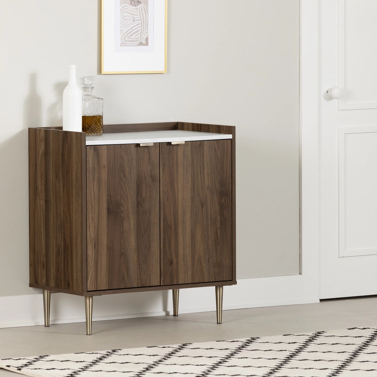 Mid-century Glam 2-Door Storage Cabinet F7243