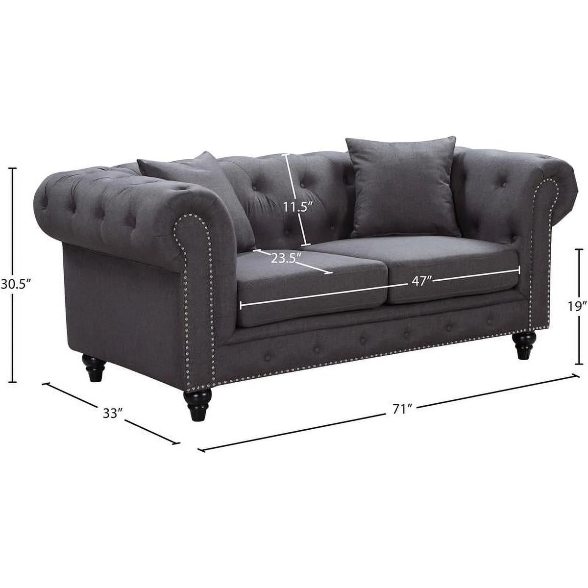 Chesterfield Loveseat with Accent Pillows F5058