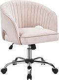 Velvet Upholstered Swivel Desk Chair with Tufted Barrel Back V219