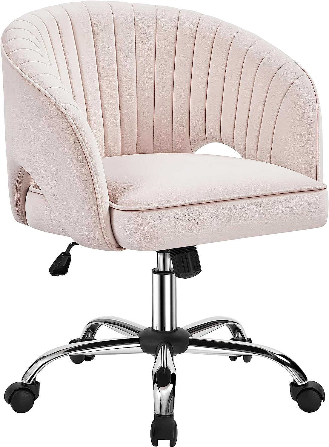 Velvet Upholstered Swivel Desk Chair with Tufted Barrel Back V219