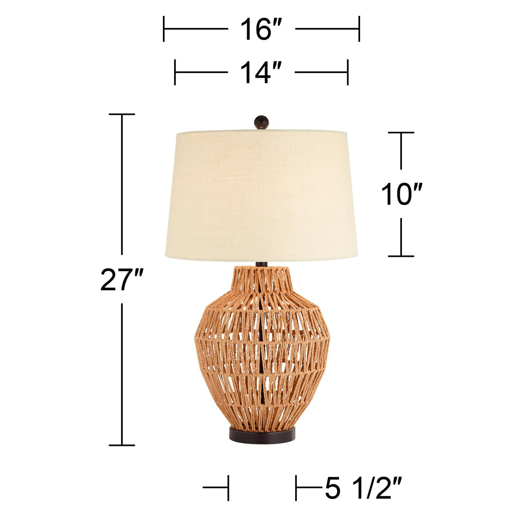 Modern Coastal Table Lamp 27" Tall Natural Wicker U4357