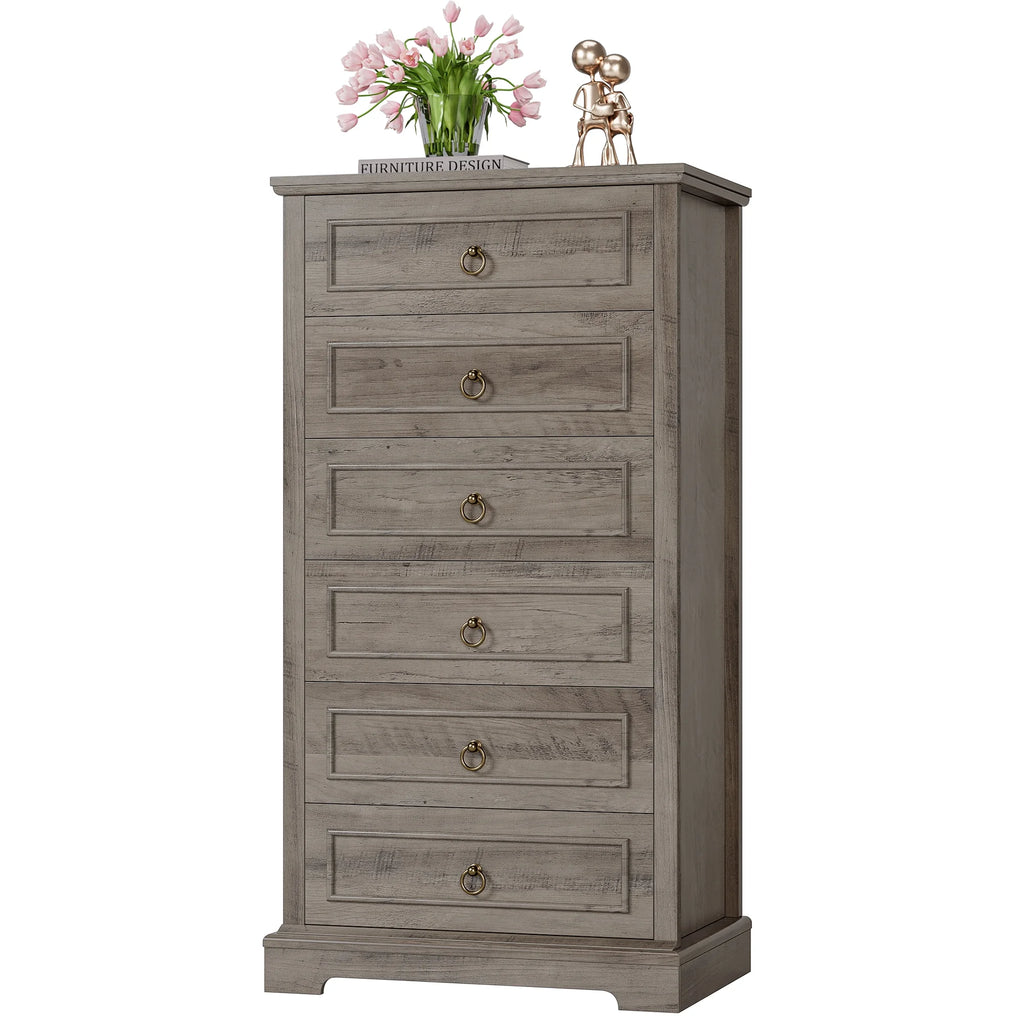 White 6 Drawer Wood Dresser I270
