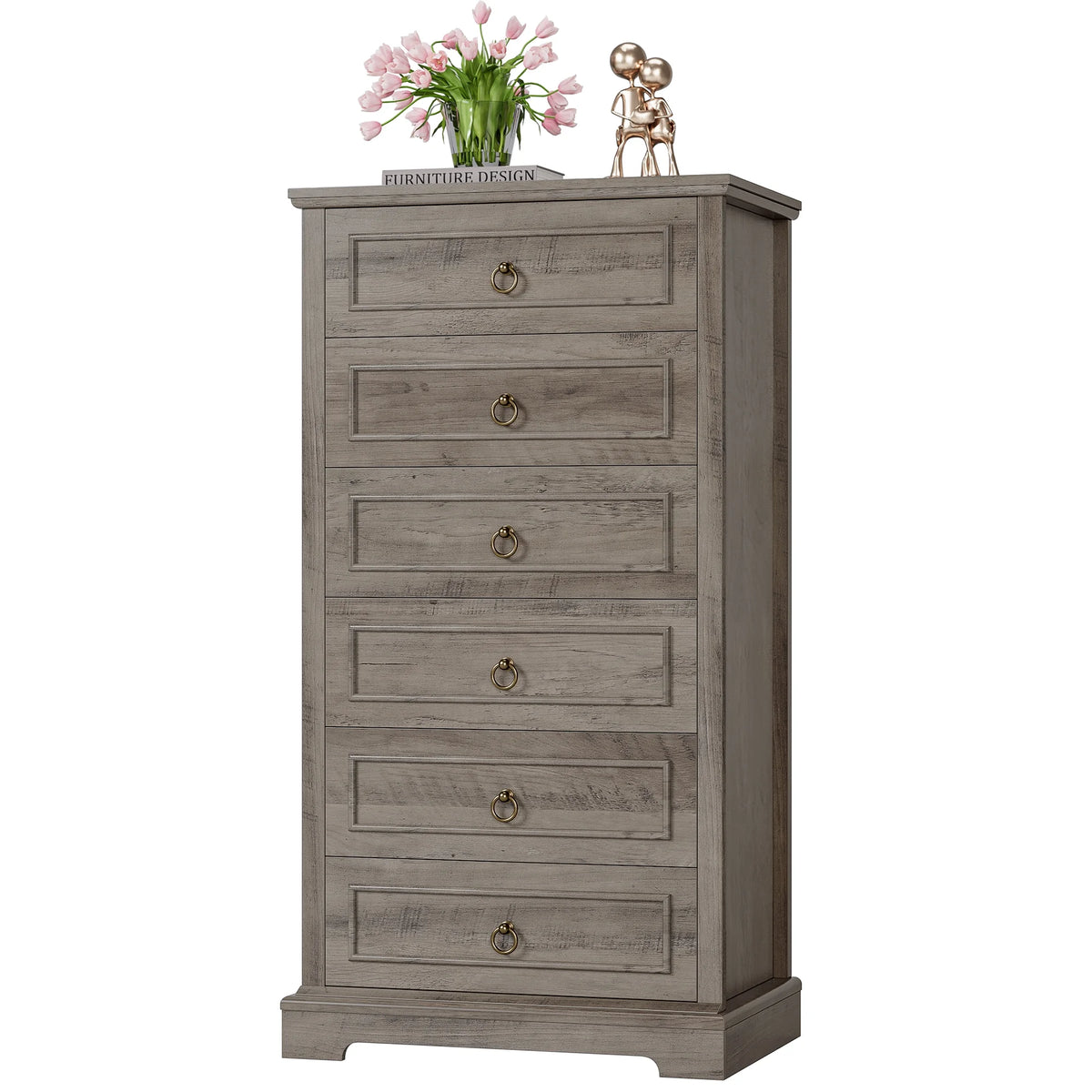 White 6 Drawer Wood Dresser I270