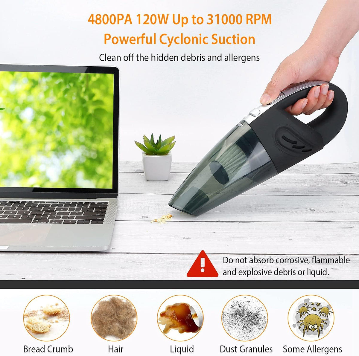 Cordless Handheld Car Vacuum with Waterwashable Filter Pack of 2 Y194