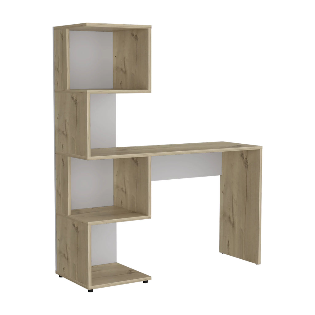 Light Oak White Computer Desk with Storage Shelves G6388
