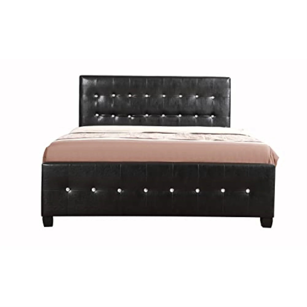 Black Faux Leather Upholstered Queen Bed Z753