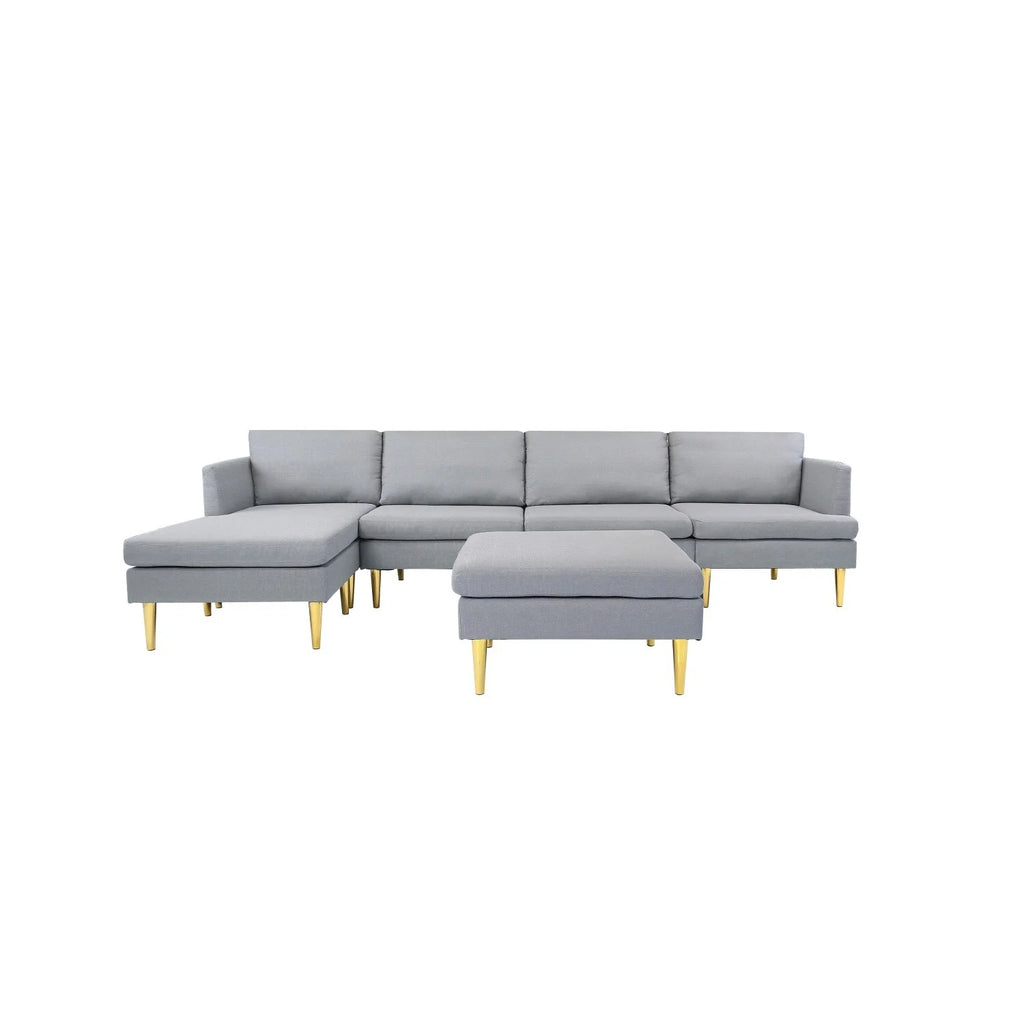 Navy Blue Convertible Sectional Sofa with Metal Legs P11534