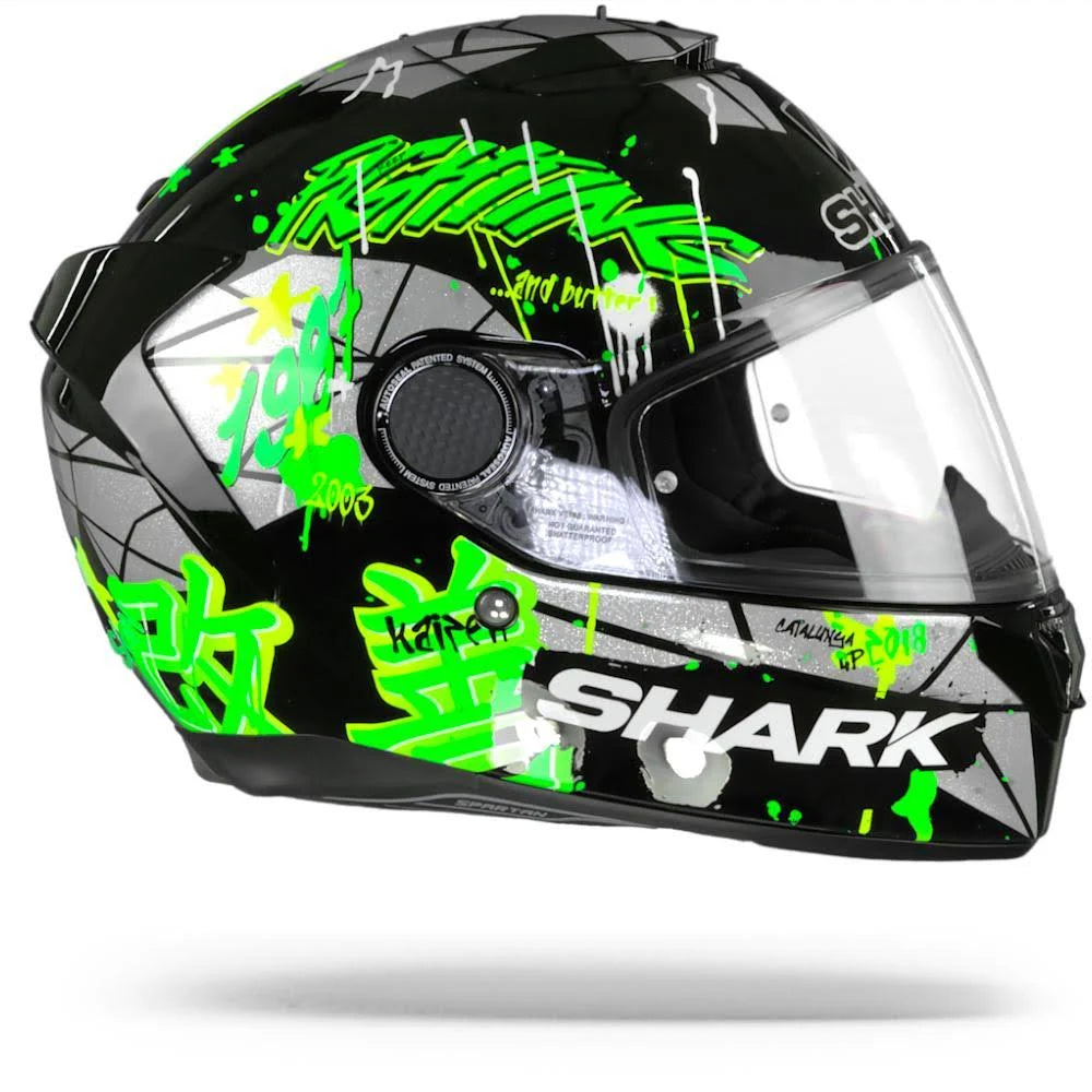 Black Green Glitter Motorcycle Helmet K336