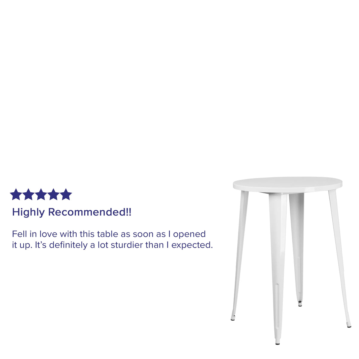 30" Round White Metal Bar Height Table Y4015