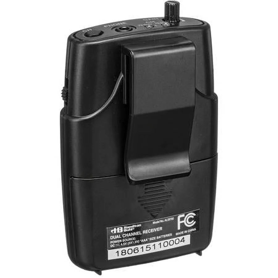 Assistive Listening Dual Frequency System with Transmitter, 6x Receiver, 6x Earbuds, Carrying Case T1792
