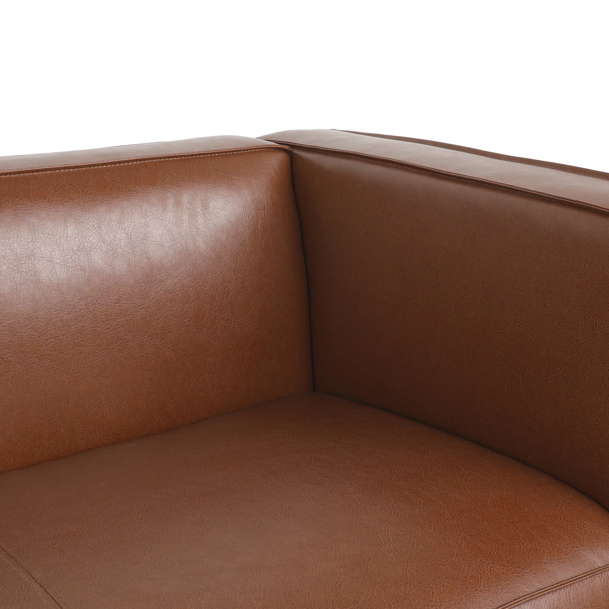 Cognac Brown and Dark Walnut Faux Leather 3 Piece Sofa Set N66197