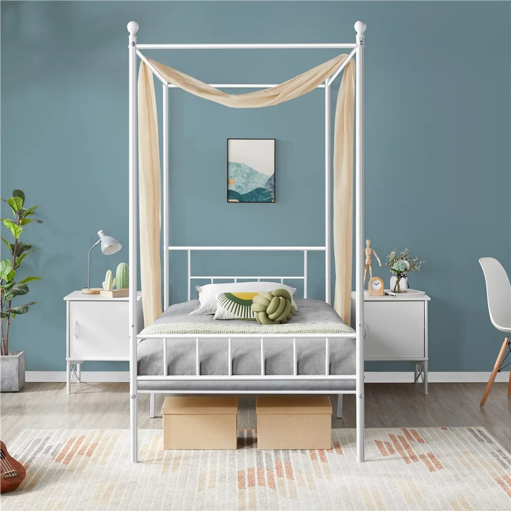 Black Metal Canopy Bed with Headboard and Footboard I83232