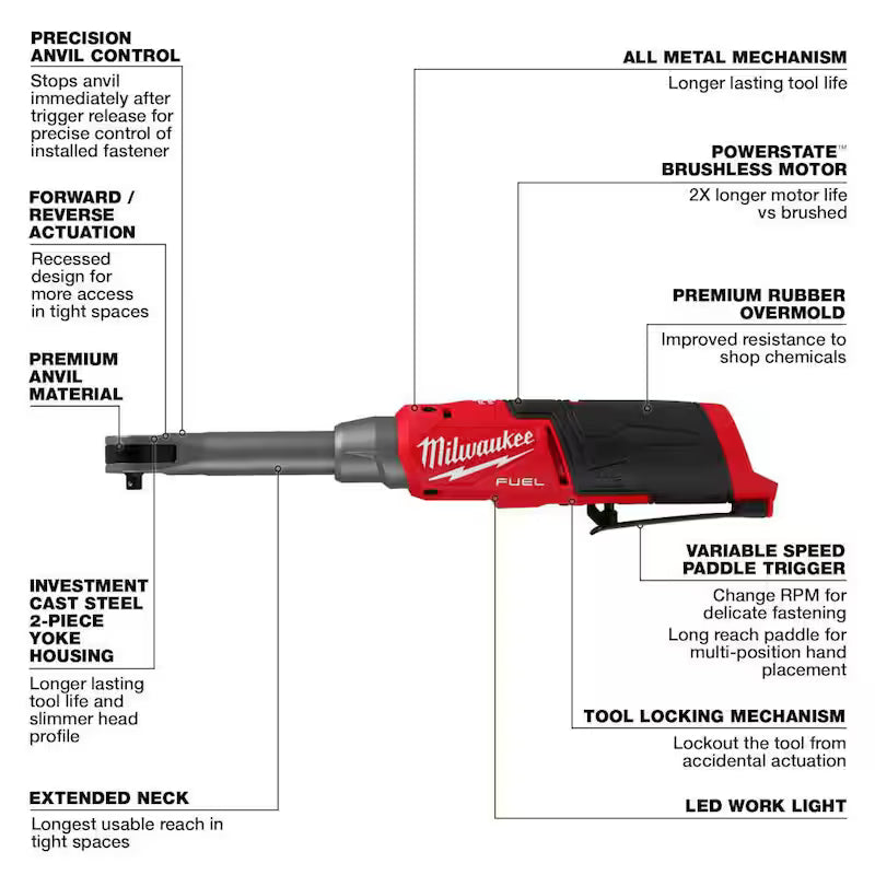 12V Lithium-Ion Brushless Cordless 1/4 in. Extended Reach High Speed Ratchet O184753