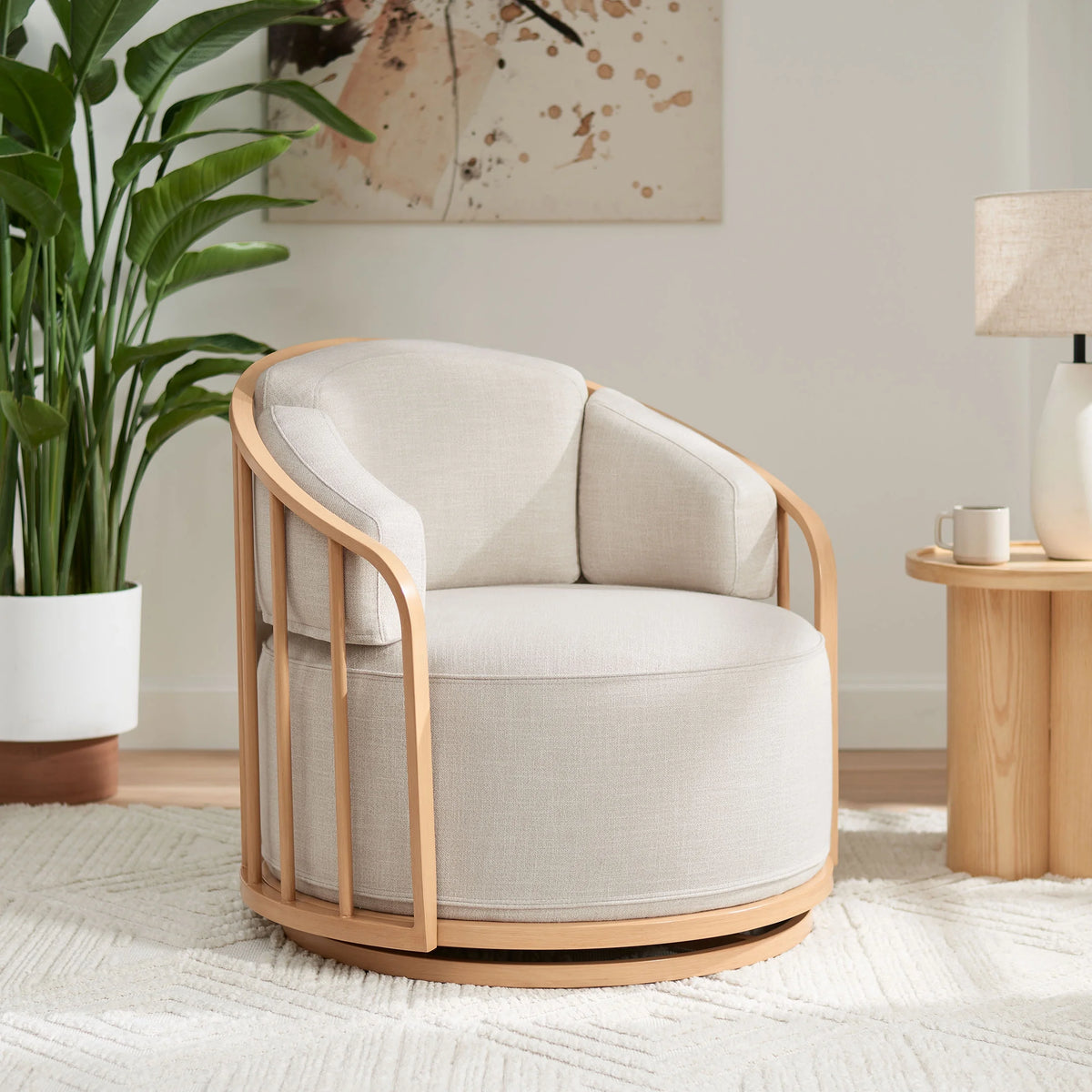 Natural Pine Swivel Chair D84413