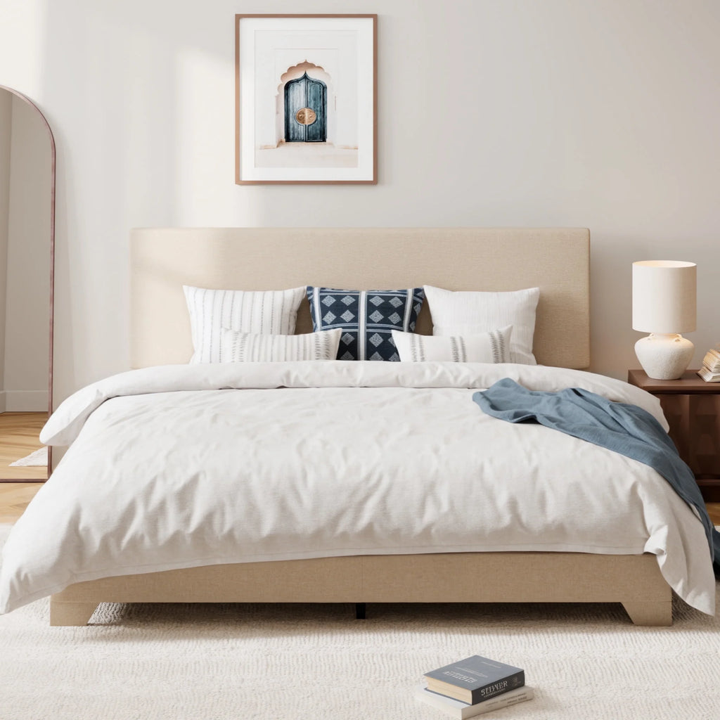 Queen Upholstered Platform Bed Frame with Adjustable Headboard G76886
