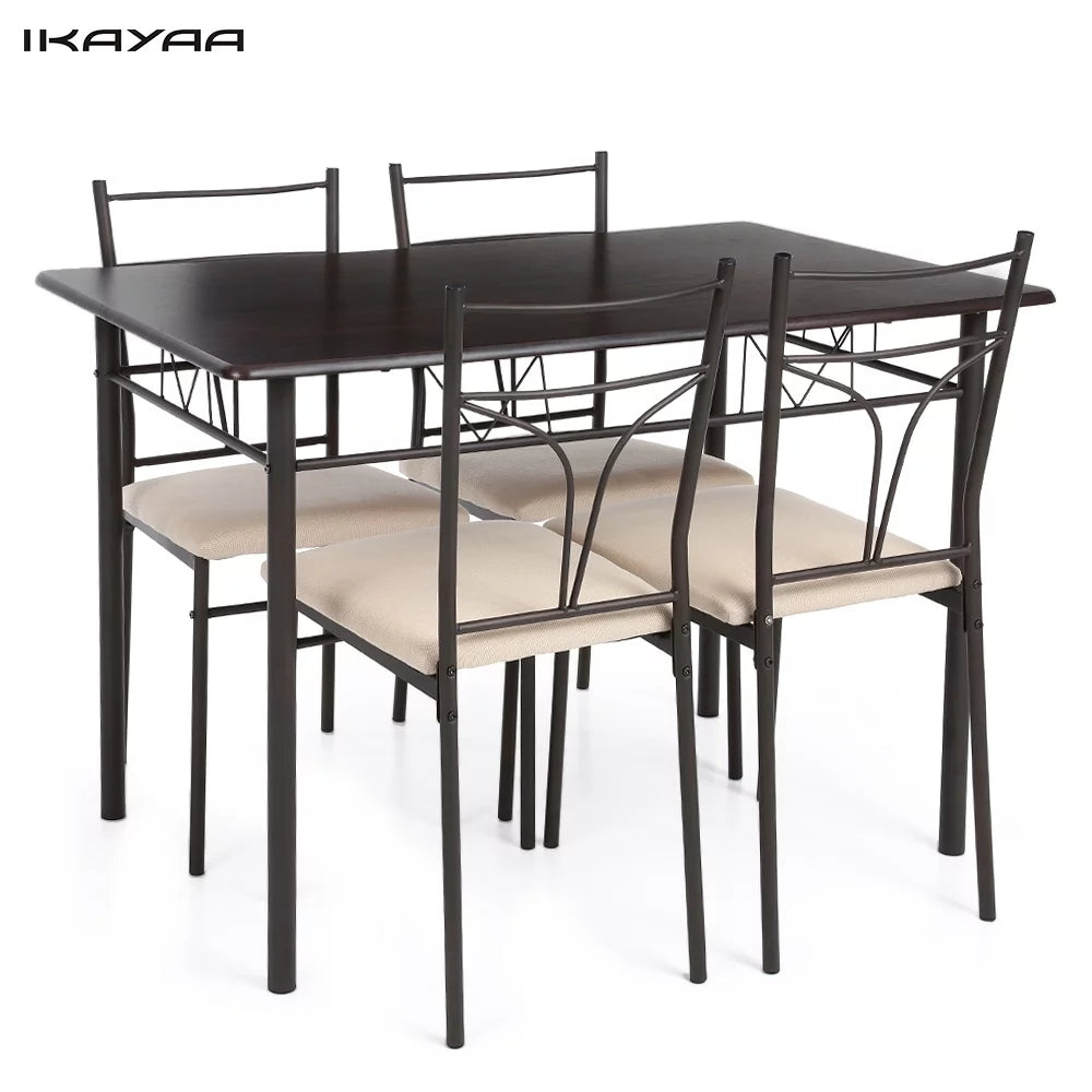 Black Metal Dining Table Chairs Set U77018