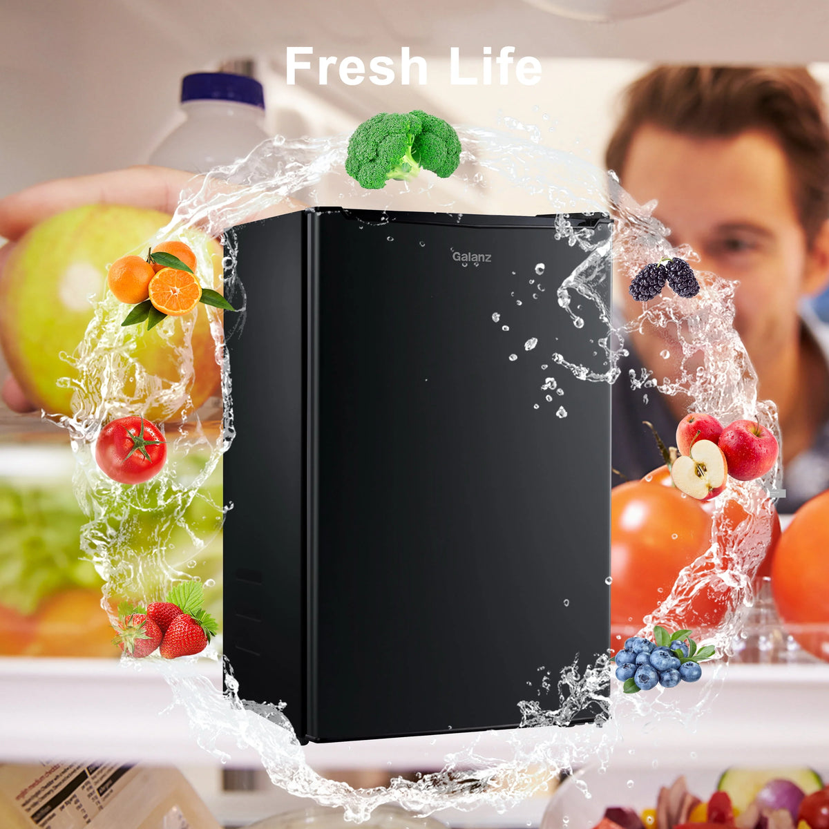 3.3 Cu ft Single Door Mini Fridge, Black Y730
