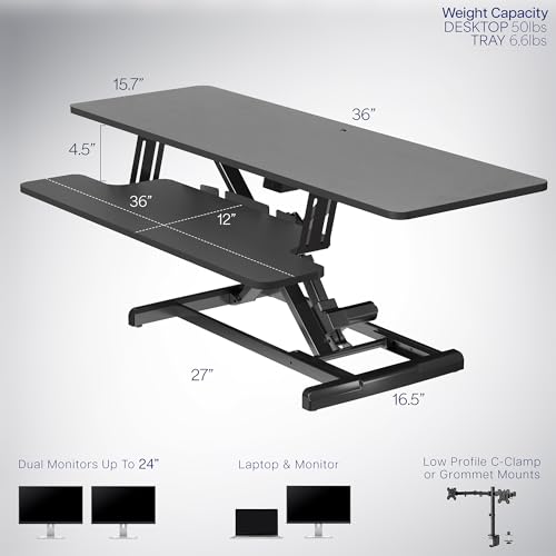 42 inch Black Height Adjustable Desk Converter D123207