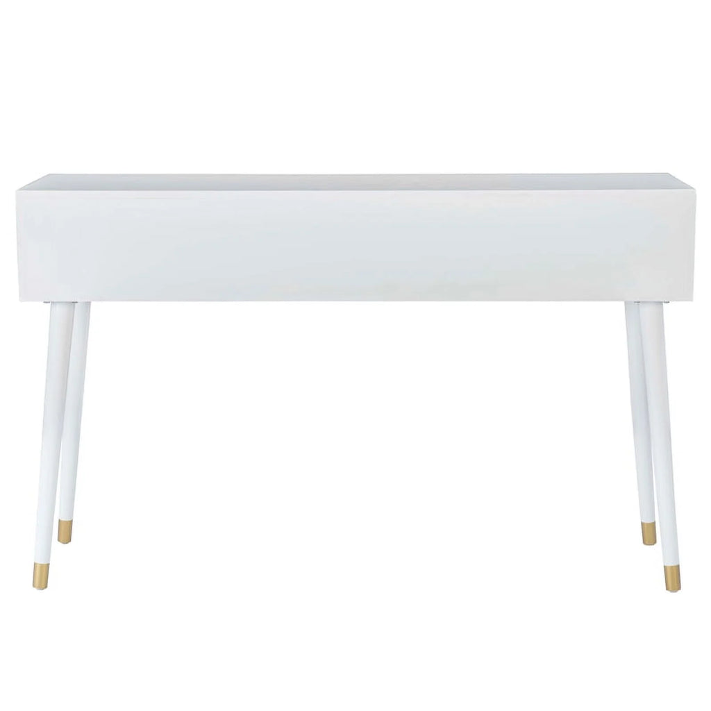 Glossy White Wood Console Table with Drawers D562