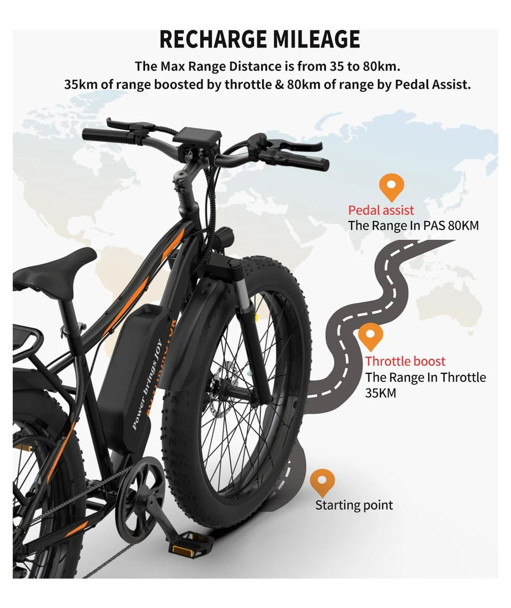 48V 13AH 750W 26 4.0 inch Fat Tire Electric Mountain Bike F681