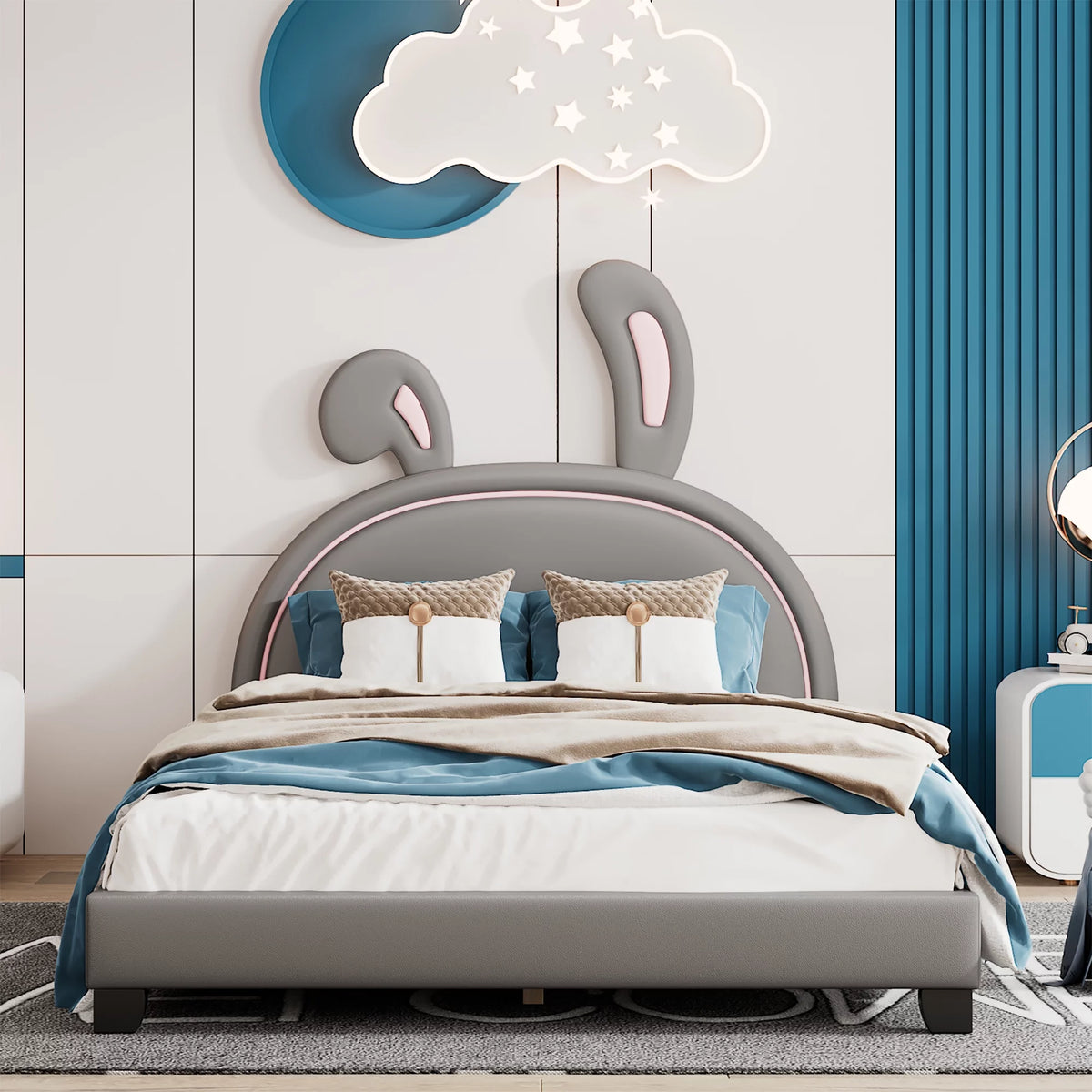 Full PU Leather Upholstered Platform Bed with Wood Frame P301954