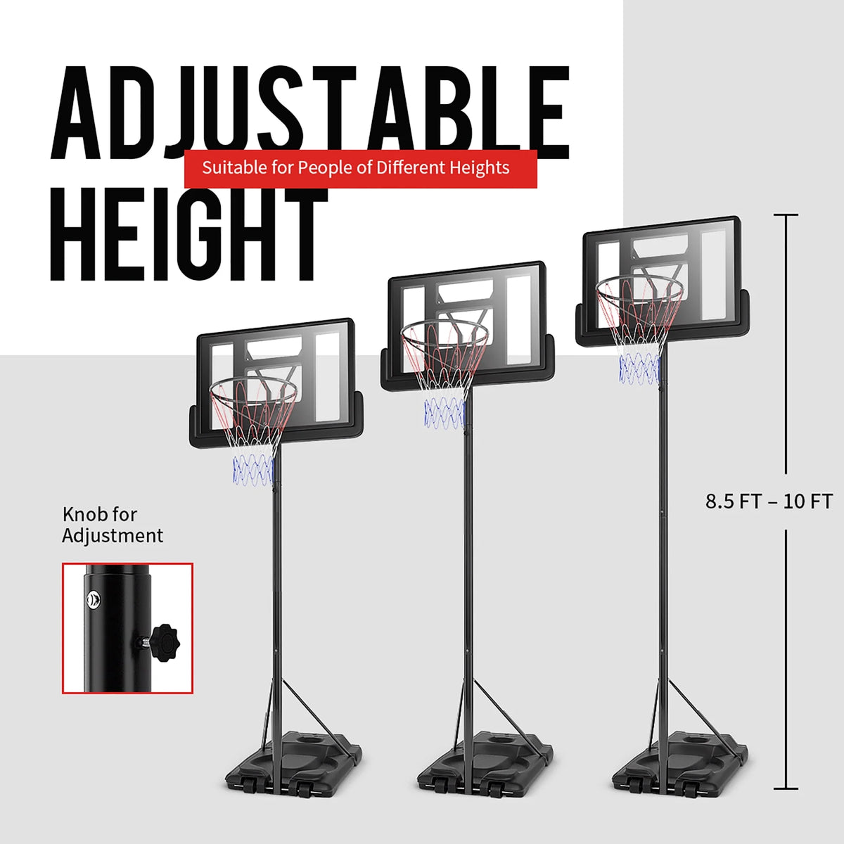 Height Adjustable Portable Basketball Hoop System C129