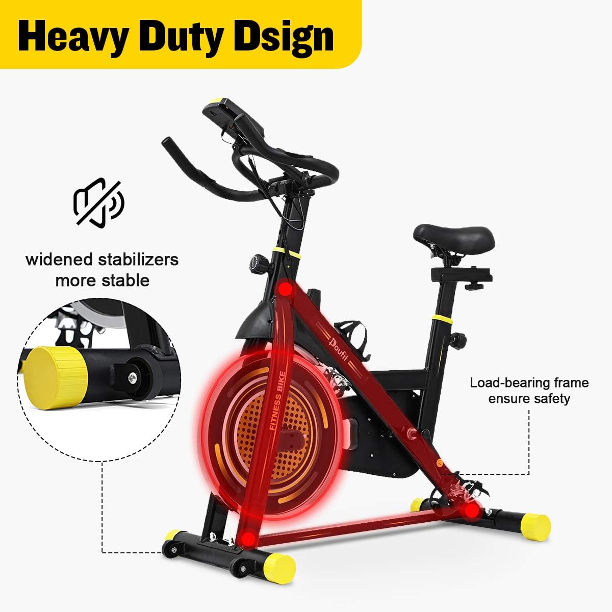 Indoor Cycling Bike Stationary Exercise Bike with LCD Monitor and Clip in Pedals H457
